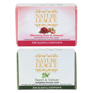 NEEM & VETIVER with BLOOMING ROSE & ALMOND Natural Handmade Soap Combo 100 gms