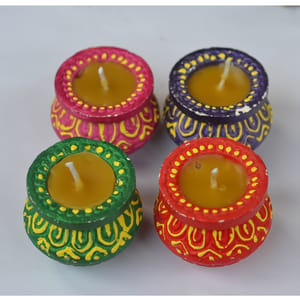 Pure Beeswax Matka Diyas for Diwali - Navratri (Pack of 4)
