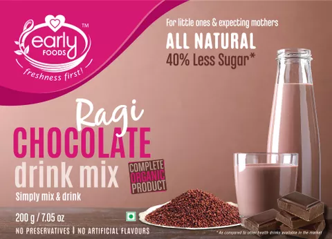 Organic Ragi Chocolate Health & Nutrition Drink Mix for Little Ones & Kids - 200 gms