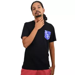 Black Jacaranda Printed Pocket Eco-Friendly Men's T-shirt