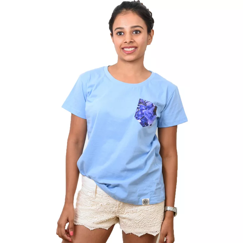 Blue Jacaranda Printed Pocket Eco-Friendly Women's T-shirt