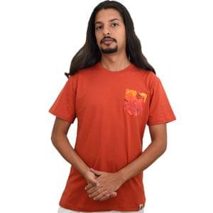 Rust Red Printed Pocket Men's T-shirt
