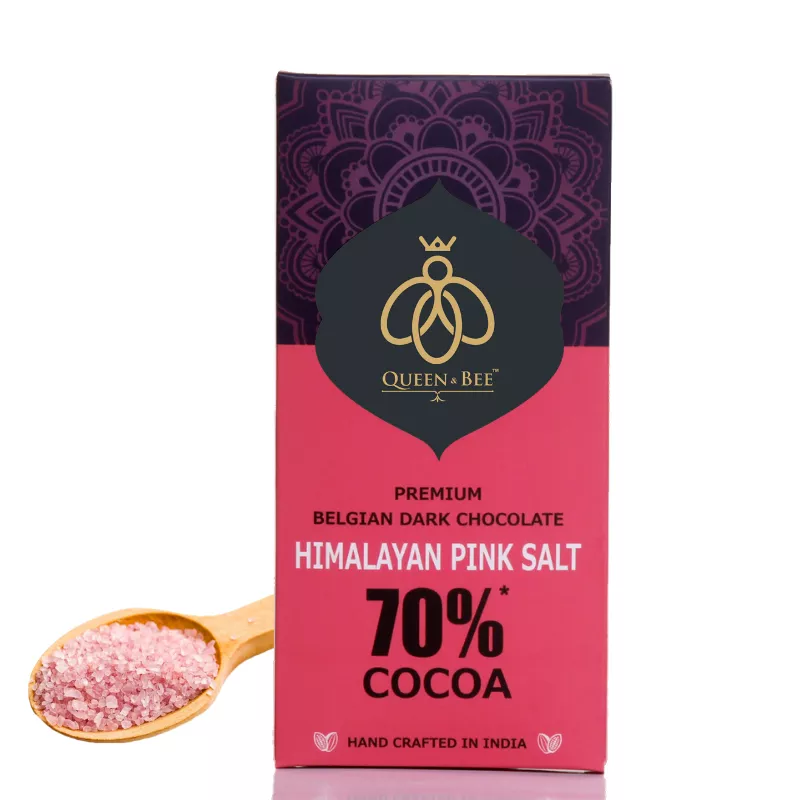 70% Himalayan Pink Salt Belgian Dark Chocolate - 80 gms