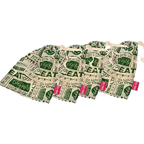 Go Green - Reusable Cotton Produce Bags For Storage - Big - Set of 4