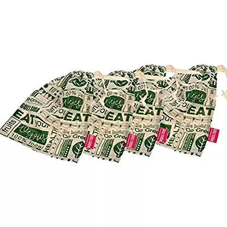 Go Green - Reusable Cotton Produce Bags For Storage - Small - Set of 4