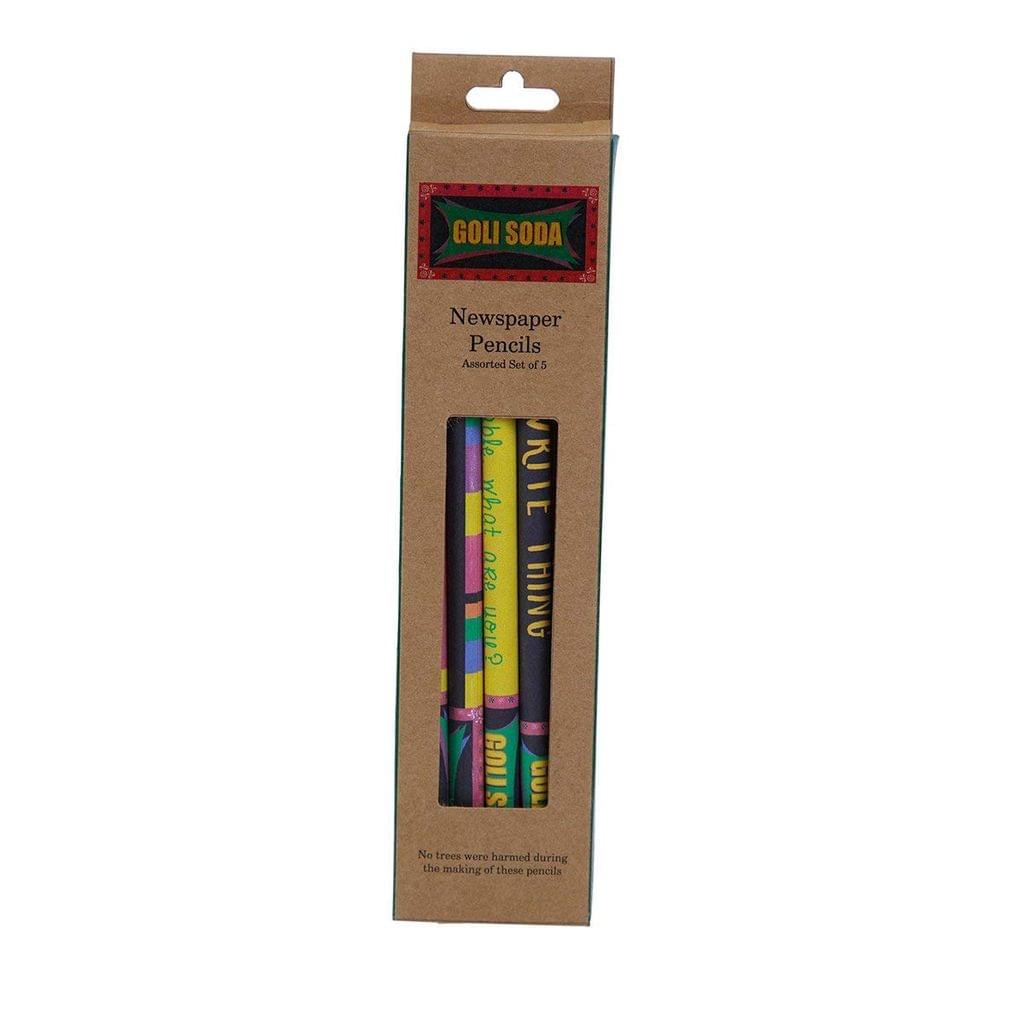 Upcycled Multicolor Newspaper Pencils - Set of 20