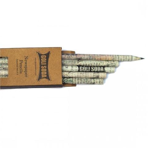 Upcycled Plain Newspaper Pencils - Set of 5