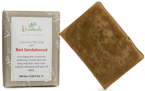 Luxurious Silk Soap with 100x washed Ghee, Red Sandalwood-100gm
