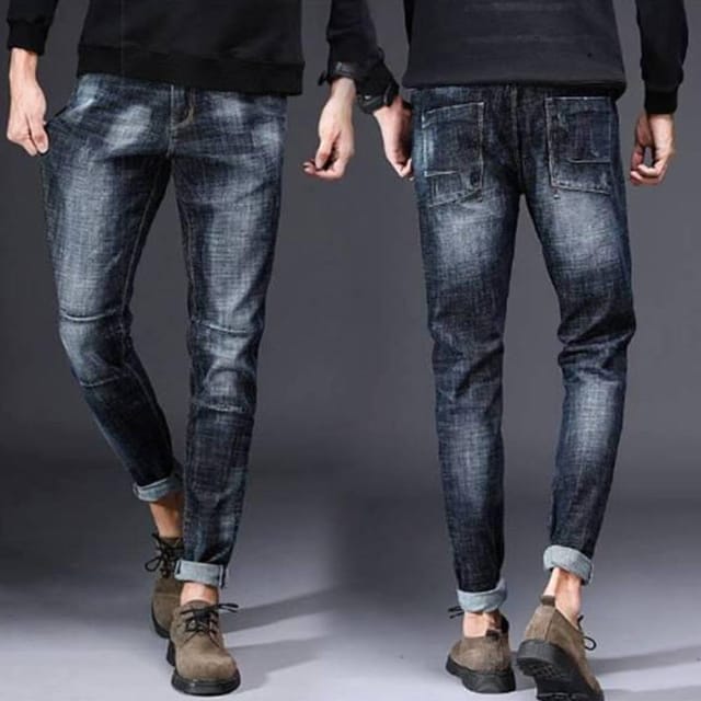 Men's Fashion Jeans Solid Denim Pants
