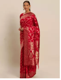 Black Banarasi Silk Saree With Unstitched Blouse Piece For Women