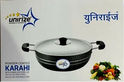 Unirize Powder Coated Kadai with Stainess Steel and Induction Base 5 LTRS