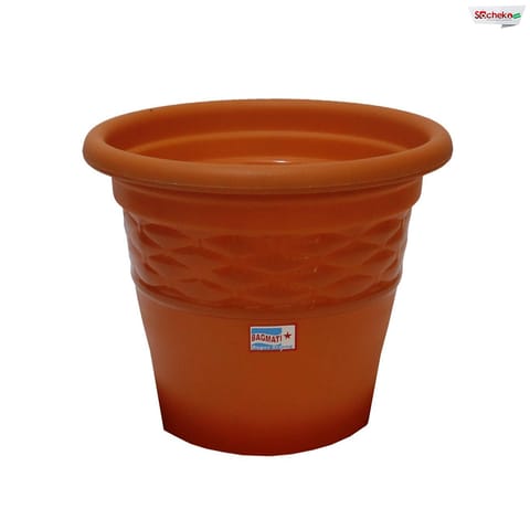 Bagmati Orange 10" Plastic Flower Pot(Set Of 6)