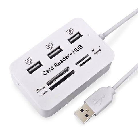 All In One Combo Card Reader & 3 Port USB 2.0 Hub