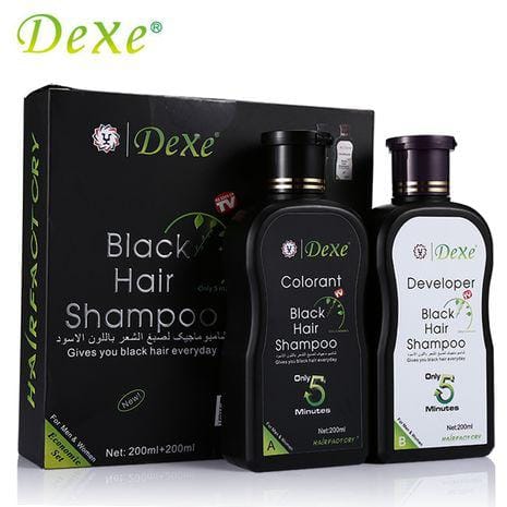 Dexe Black Hair Shampoo Set Only 5 Minutes Hair Color Hair Dye - 400ml