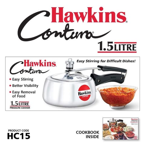 Hawkins HC15 Contura 1.5-Liter Pressure Cooker, Small, Aluminum