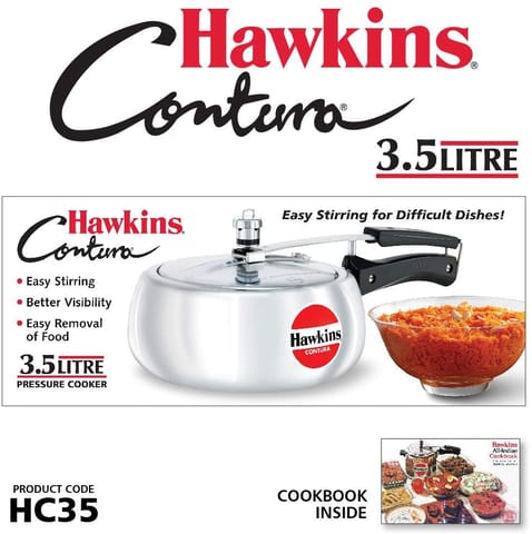 Hawkins HC35 Contura 3.5-Liter Pressure Cooker, Small, Aluminum