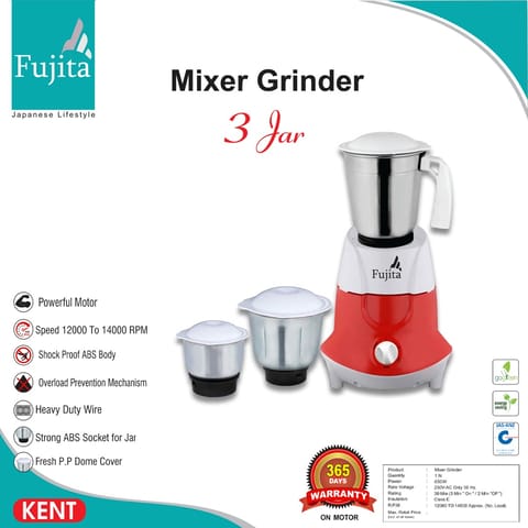 Fujita Mixer Grinder ( 3 Jar , 650 Watt )