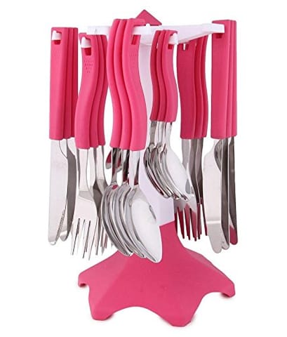 National Trendy Cutlery Set 24 Pieces,(Contains: 6 Table Spoons, 6 Tea Spoons, 6 Forks, 6 Knives),Multicolor