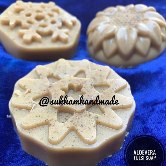 Sukham Handmade - Aloevera Tulsi Soap - 85-90 gms