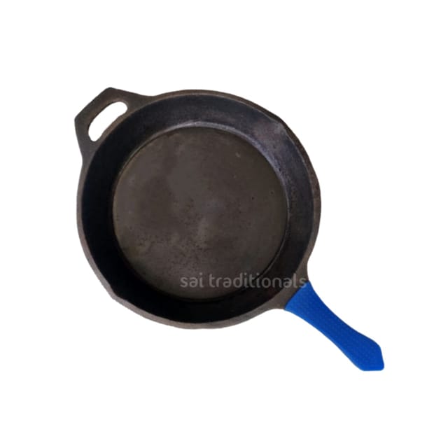 Sai Traditionals - Cast Iron Seasoned Silicon Handle Skillet - 10 inches / 12 inches w/ , w/o glass lid