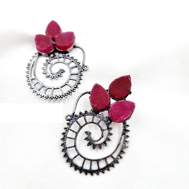 Abarnika- Maroon natural stone abstract earrings