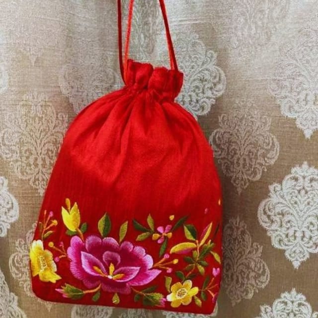 Paper Flower - Parsi Embroidery Potli Bag