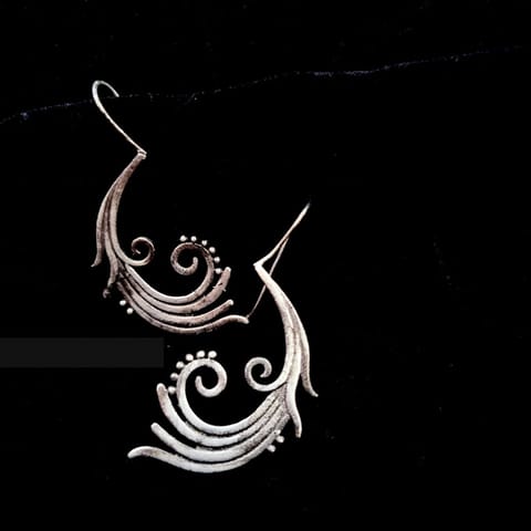 Abarnika  - German silver abstract cut earrings