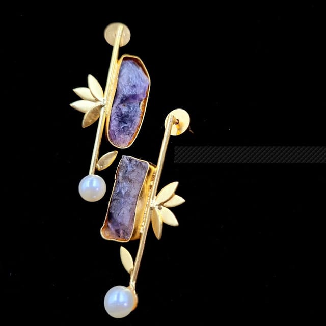Abarnika  -  Natural stone statement Jaipuri earrings