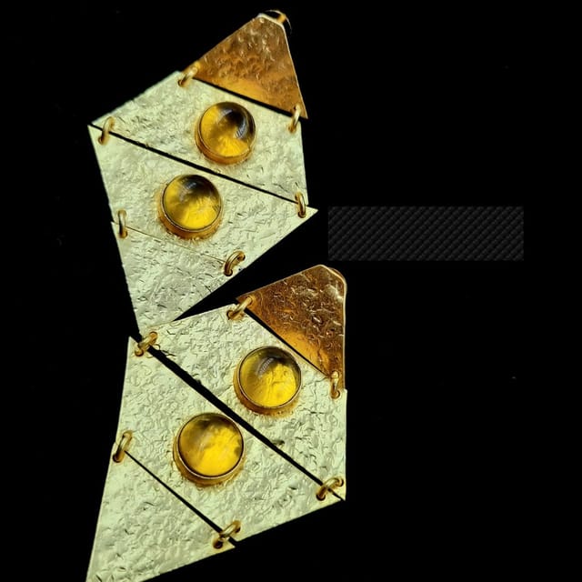 Abarnika  - Gold stone statement jaipur earrings