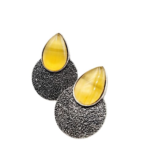 Abarnika  - German silver crystal earrings - Yellow