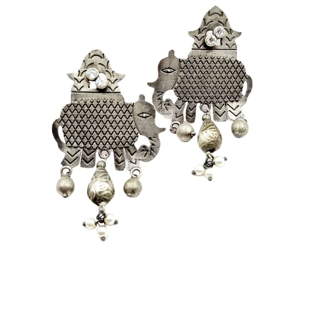 Abarnika  - German silver elephant earrings