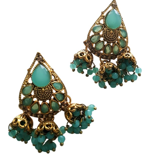 Abarnika  - Aqua blue traditional earrings