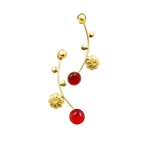 Abarnika  - Red polished stone Jaipuri earrings