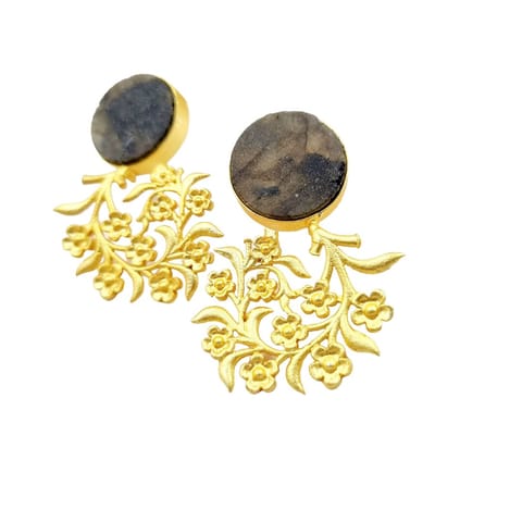Abarnika  -  Natural black stone Jaipuri earrings