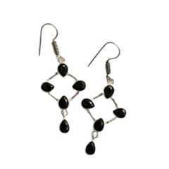 Abarnika- Silver Polished Crystal Earrings