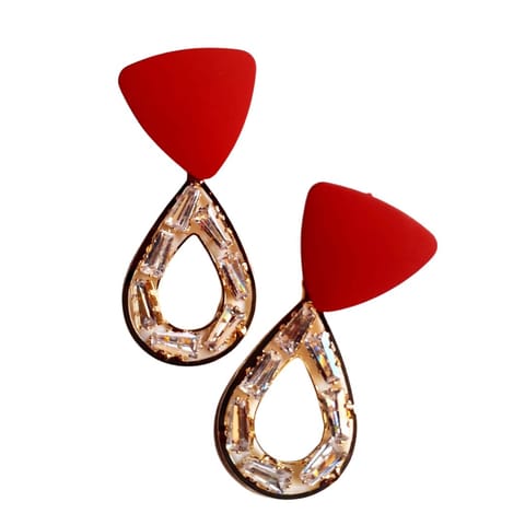 Abarnika  - AD stone western earring - Red