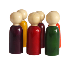 Geltoys - Wooden Handcrafted Peg Dolls Colors 12 Pcs (6 Male & 6 Female)