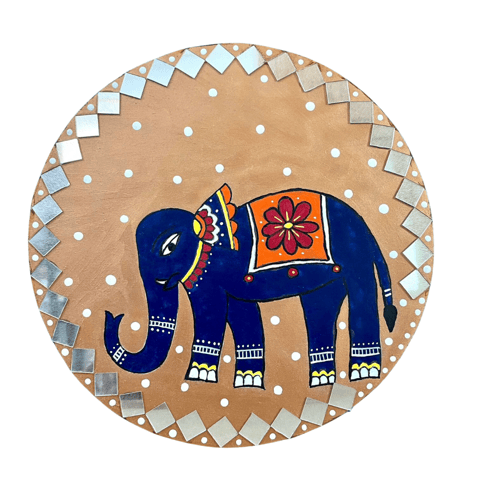 Handpainted Madhubani Design Wall Plates With Mirror Work.