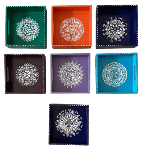 Handpainted Tray With Mandala Designs