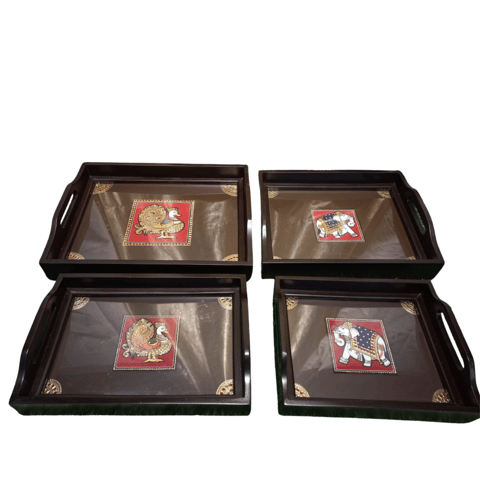 Wooden Trays With Tanjore Painting