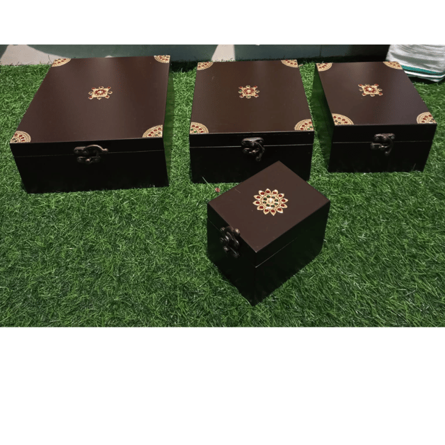 Wooden Boxes With Corner Tanjore Work
