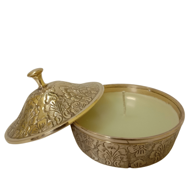 Brass Embossed Candle With Wax