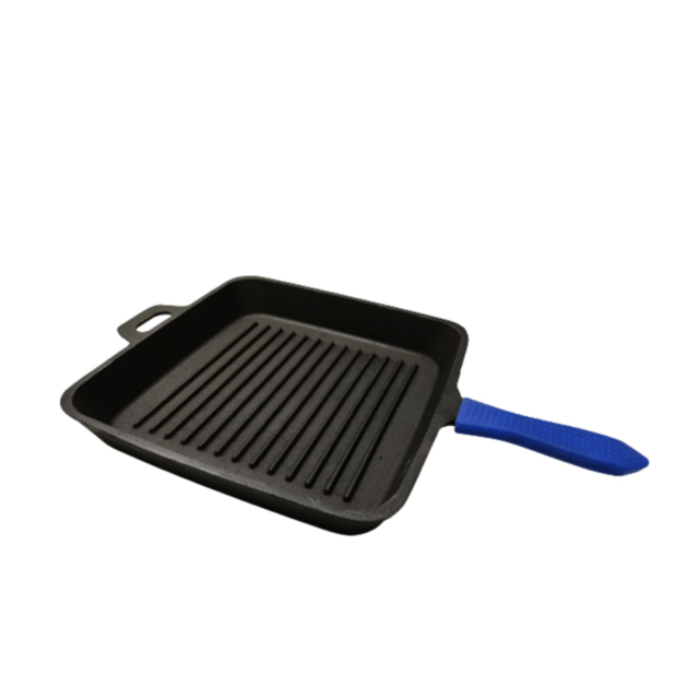 Sai Traditionals - Cast Iron Seasoned Grill Pan - Silicon Handle 10 inches