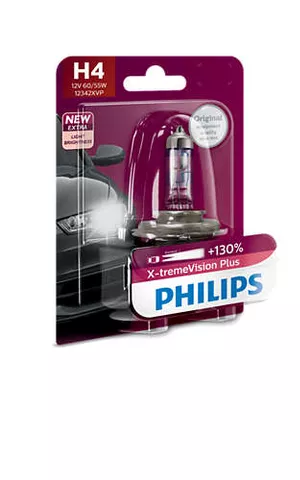 Philips 12342XVPB1 H4 X-treme Vision Plus Car Headlight Bulb (12V, 60/55W) Philips 12342XVPB1 H4 X-treme Vision Plus Car Headlight Bulb (12V, 60/55W)