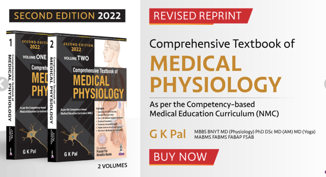 Comprehensive Textbook of Medical Physiology 2nd Edition 2022 Revised Reprint 2 Volume Set by GK Pal