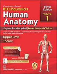 BD Chaurasia's Human Anatomy, 9th Edition 2023, Vol.1 Regional and Applied Dissection and Clinical: Upper Limb Thorax