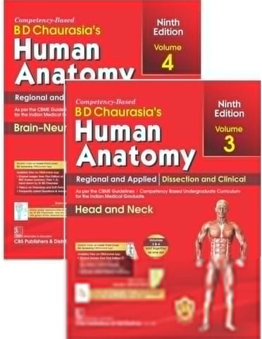 BD Chaurasia's Human Anatomy, 9th Edition 2023, Vol.3 & 4 Regional and Applied Dissection and Clinical: Head & Neck, Vol.3  Brain-Neuroanatomy, Vol.4