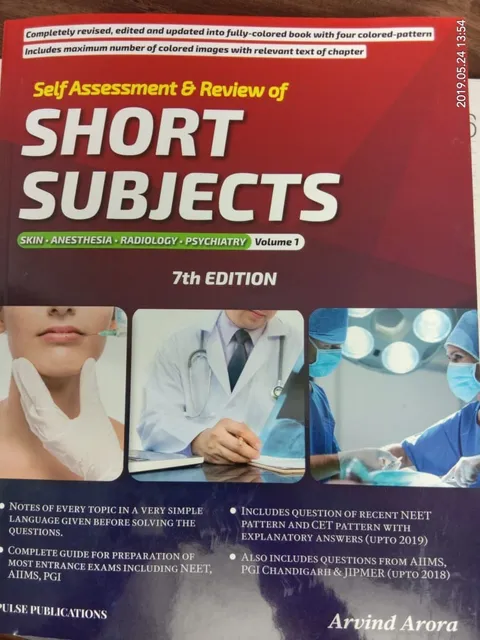 SELF ASSESSMENT & REVIEW OF SHORT SUBJECT SKIN - ANESTHESIA - RADIOLOGY - PSYCHIATRY VOLUME - 1 7TH EDITION 2019 BY ARVIND ARORA