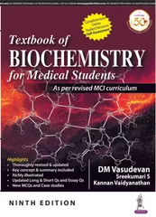 Textbook of BIOCHEMISTRY for Medical Students 9th Edition 2019 by DM Vasudevan | Sreekumari S | Kannan Vaidyanathan