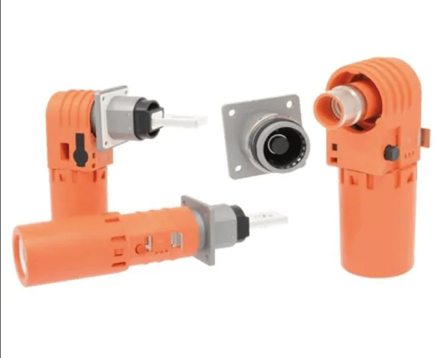 Heavy Duty Power Connectors SURLOK PLUS, RIGHT ANGLE PLUG, 10.3MM, 50MM , CRIMP, W/Backshell, NON-SEALED, RED, 90 KEYWAY
